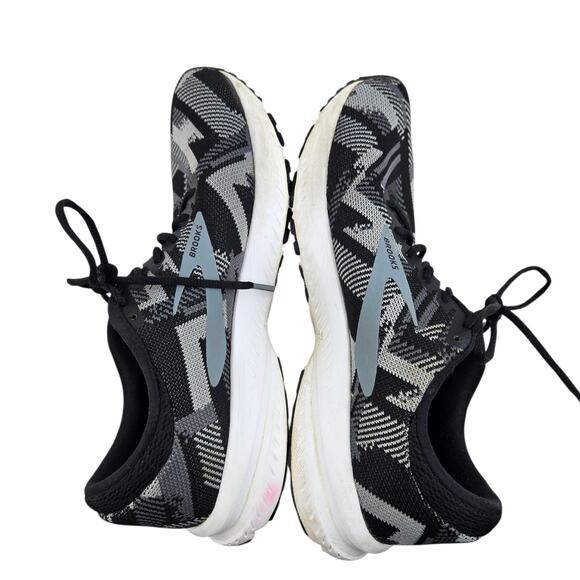 Brooks Running Shoes Womens 9.5 Launch 6 Black Gray Geometric Athleisure Comfort - Picture 8 of 13